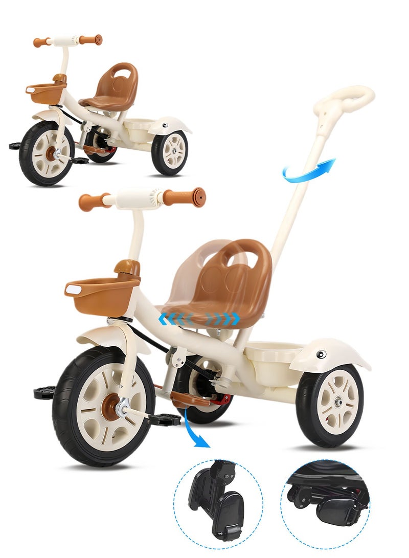 MaBaby Tricycles for Kids, with Storage Basket, Adjustable Seat and Parent Push Handle, Children Trike for 1-6 Years Boys and Girls, Balance Bike for Indoor Outdoor - Image 1